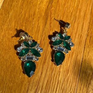 Green and gold statement earrings